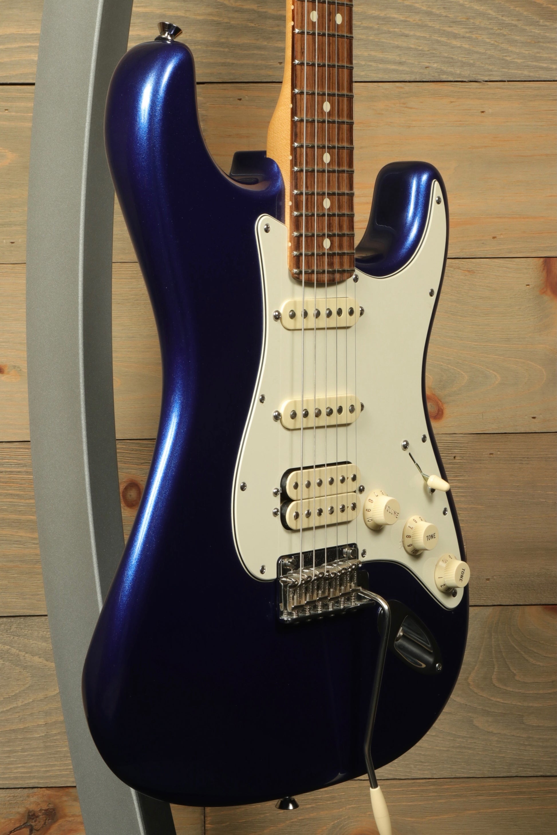 Used Fender American Standard Stratocaster HSS in blue with a classic design and versatile sound