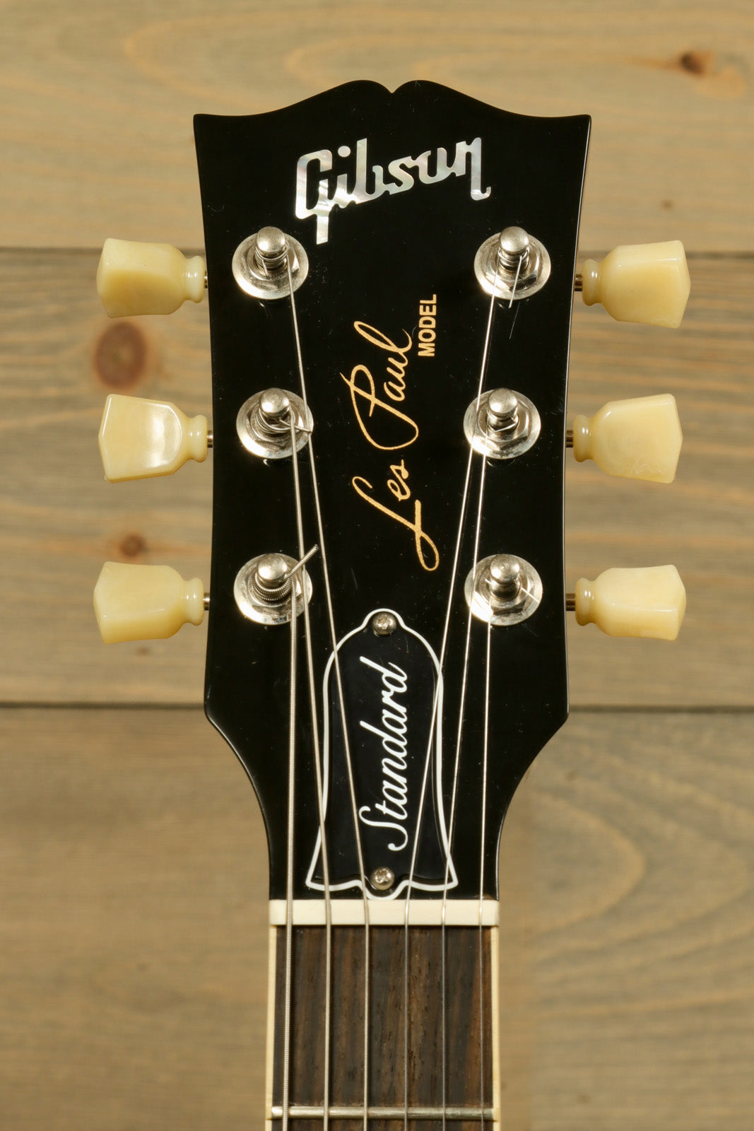 Gibson Les Paul Standard 50s P-90 electric guitar neck with tuning pegs, front view