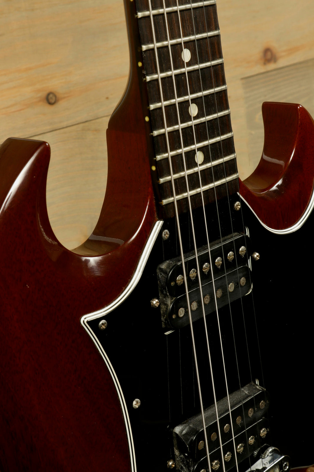 Gibson SG Special in Cherry Red, close-up view of the neck and body