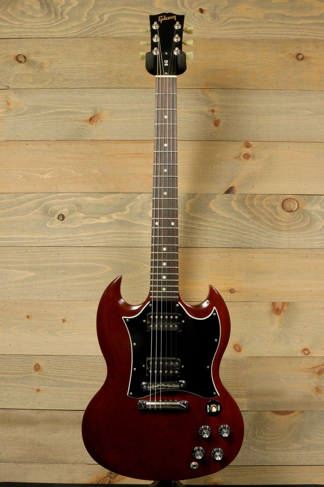 Gibson SG Special in cherry red, front view showcasing its classic design and features