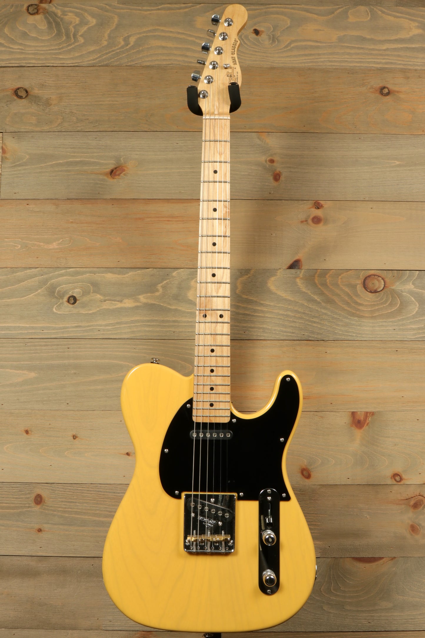 2016 G&L ASAT Classic in natural finish, front view, Made In USA with hardshell case