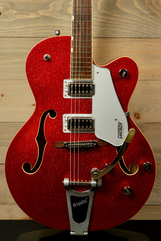 Gretsch G5420T Korea sparkling red hollow body electric guitar, front view with chrome hardware