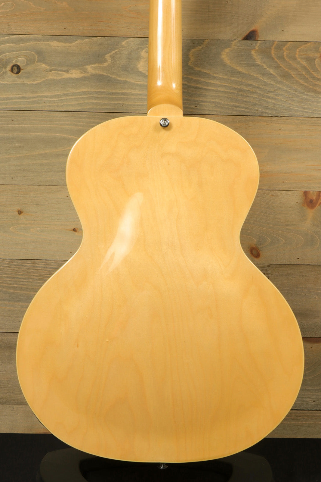 Grote Guitar Natural Hollow Body Jazz Electric Guitar, back view showcasing smooth maple finish