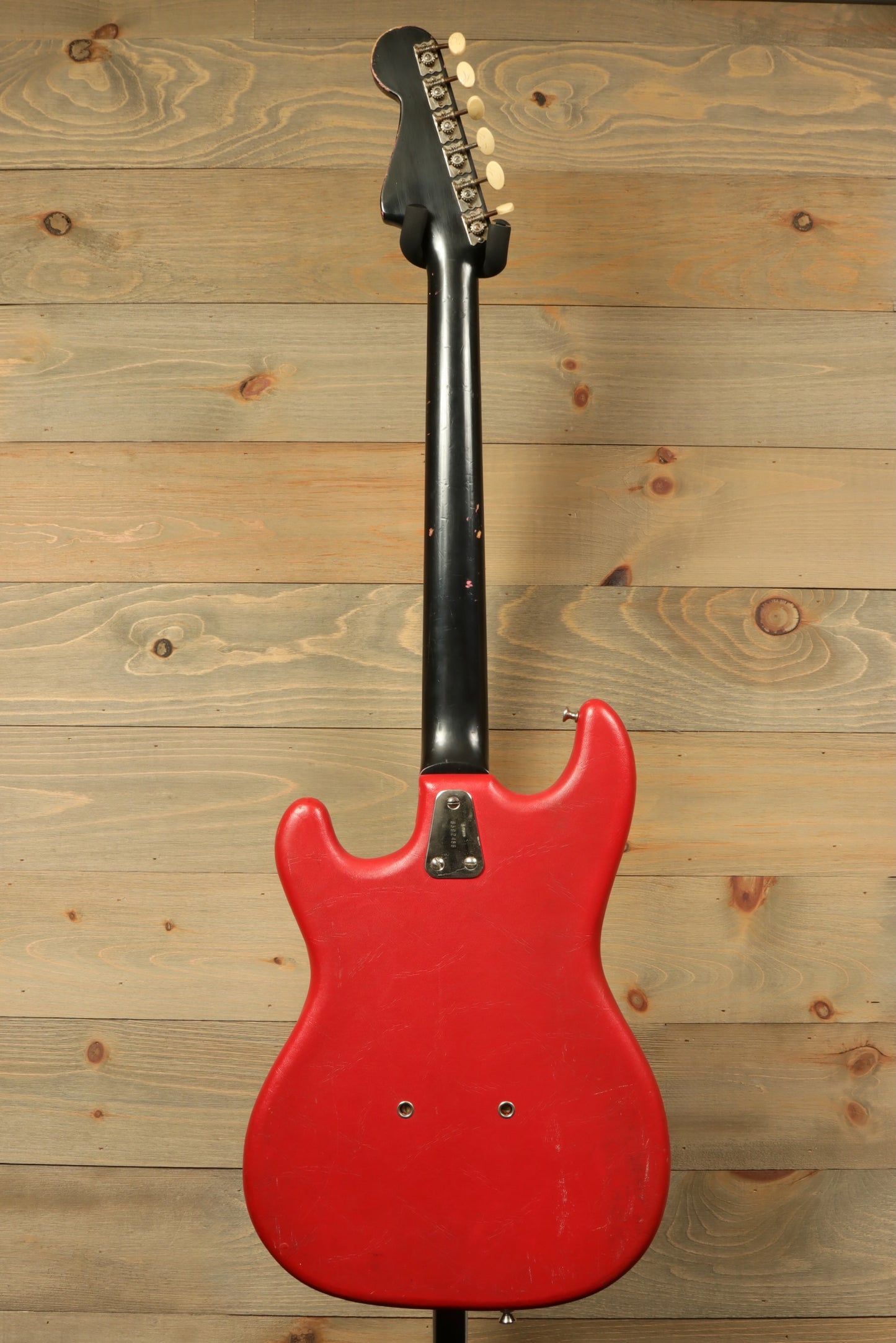 Hagstrom Vintage Hagstrom I in red, back view with a glossy finish and unique body shape