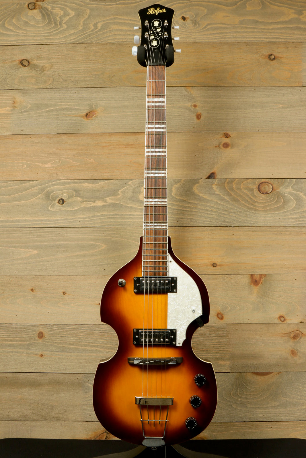 Hofner Guitar Hollow Body Electric Guitar in sunburst finish, front view