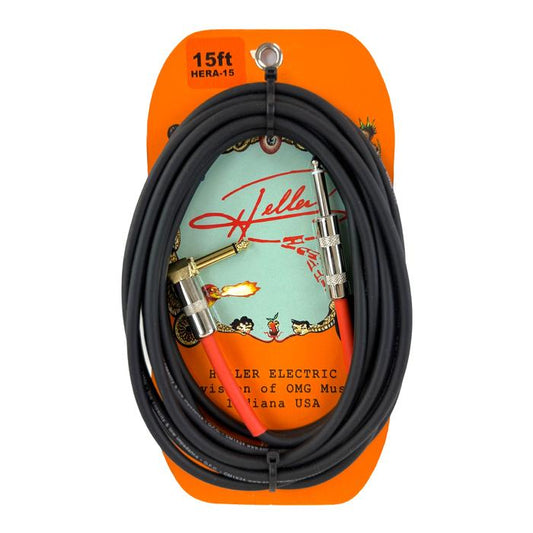 Heller Electric 15' High-Standard Guitar Cable, STR-to-RA 1/4" TS Plugs