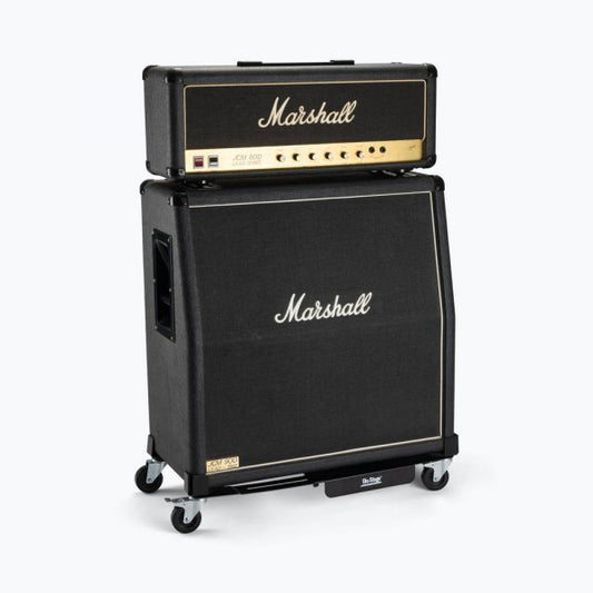 OnStage Heavy-Duty Rolling Caster Base for Marshall Amp Stack, front view showcasing sturdy design