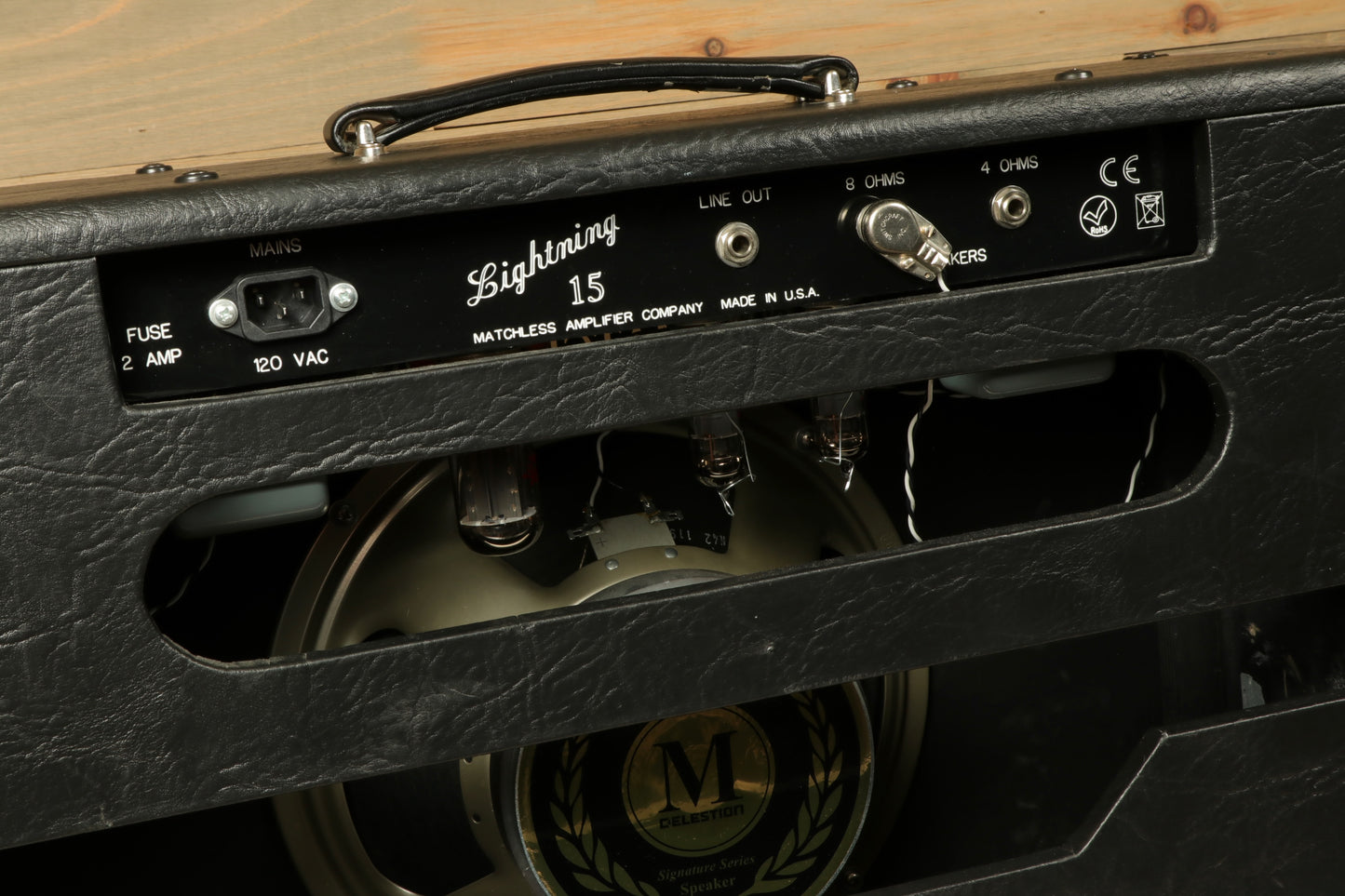 Matchless Lightning 15 Combo - Widebody - 1x12 - USED, back view showing controls and speaker