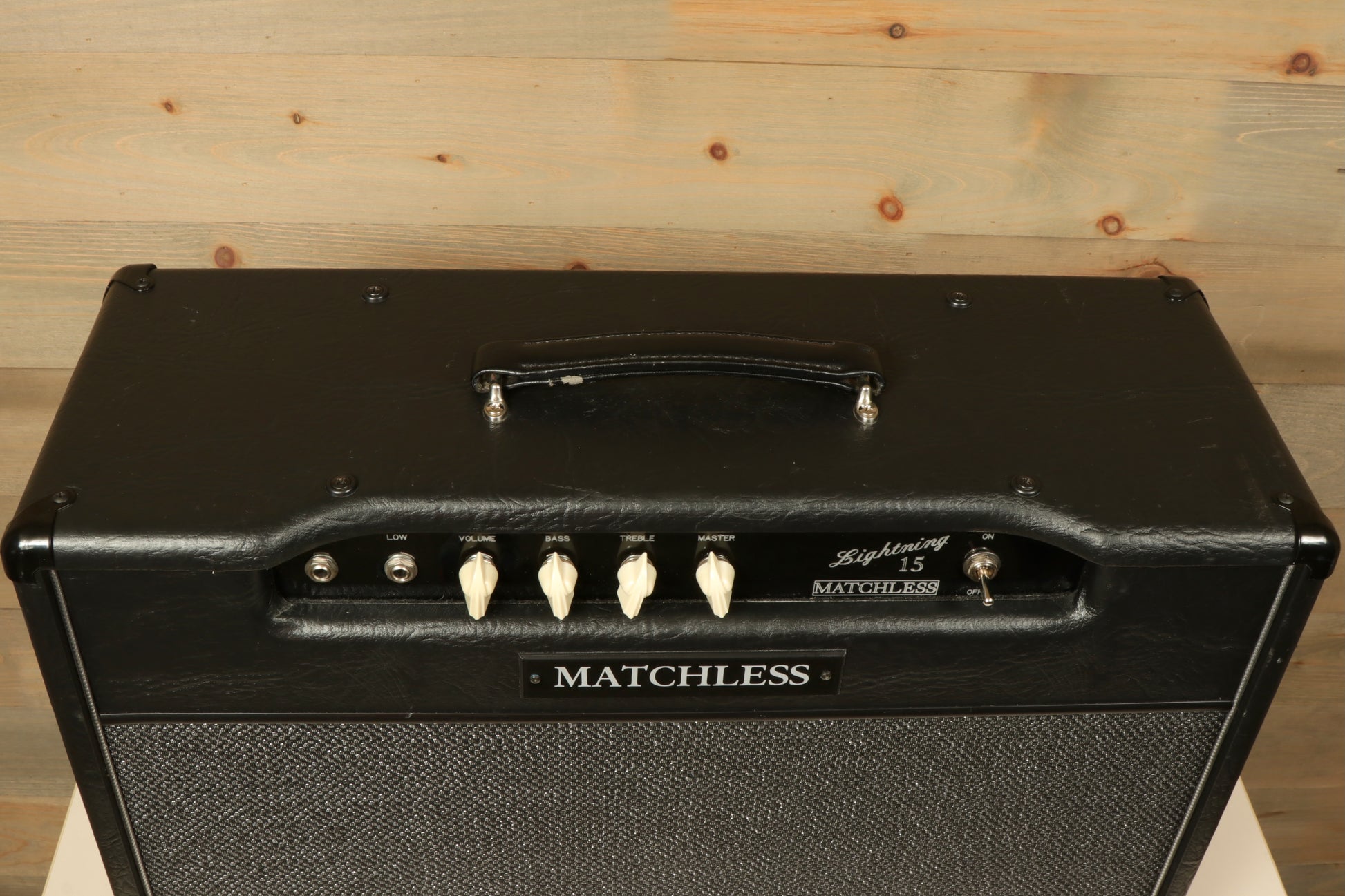 Matchless Lightning 15 Combo - Widebody - 1x12 - USED, top view showing controls and handle