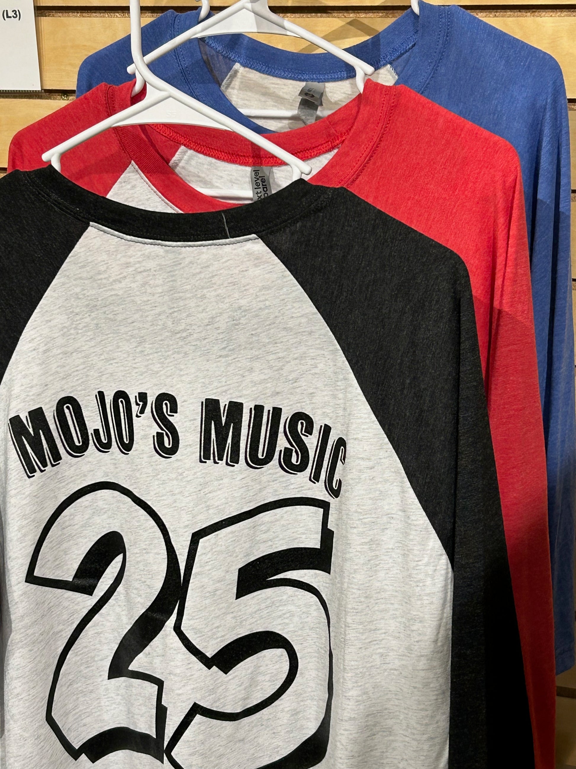 Mojo's 25th anniversary baseball tee featuring a stylish design and comfortable fit for casual wear