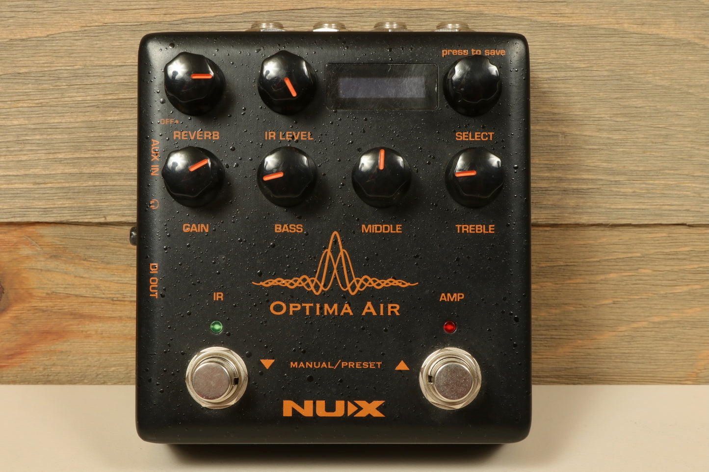 NU-X Optima Air Acoustic Simulator and IR Loader with a textured black finish, top view