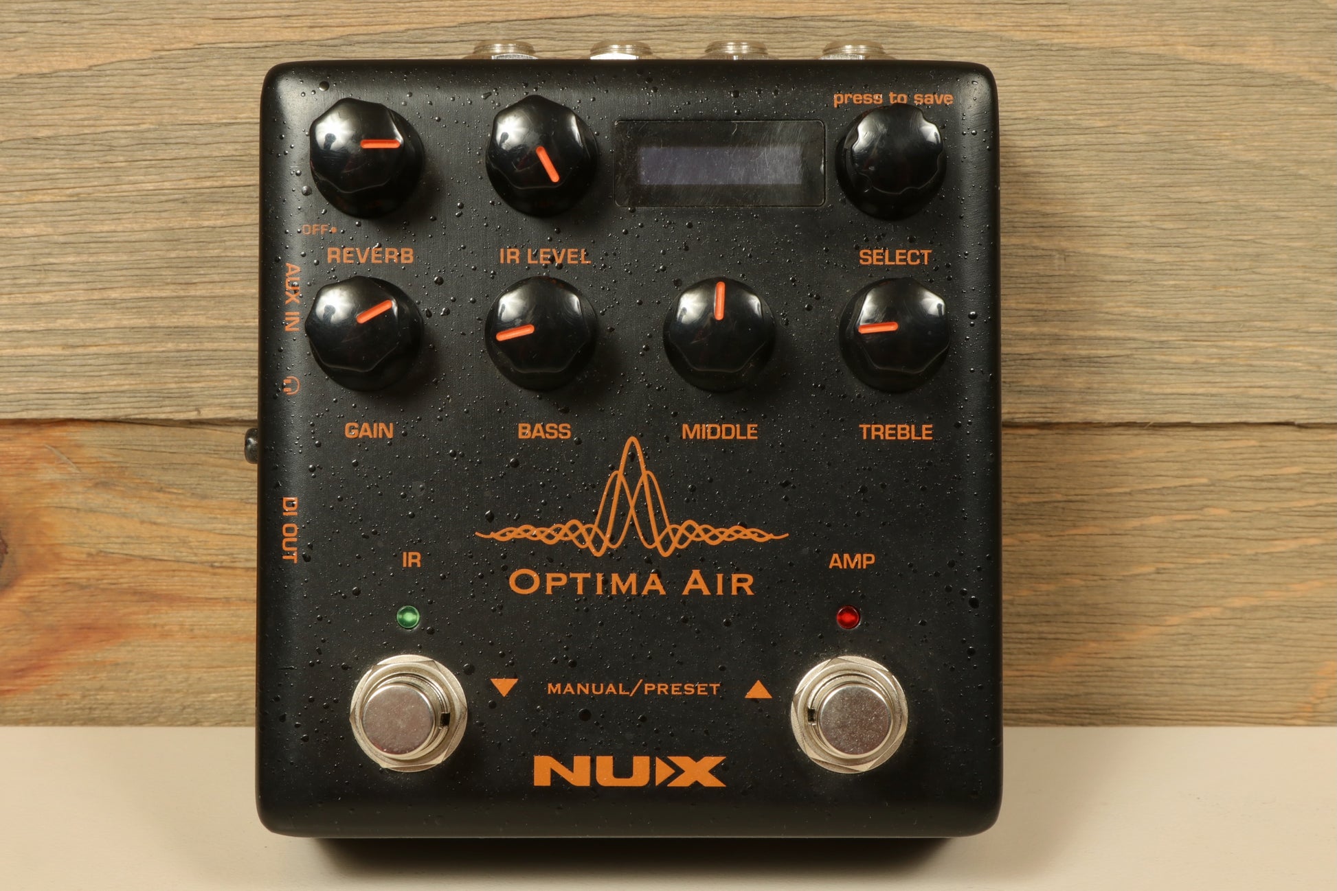NU-X Optima Air Acoustic Simulator and IR Loader with a textured black finish, top view