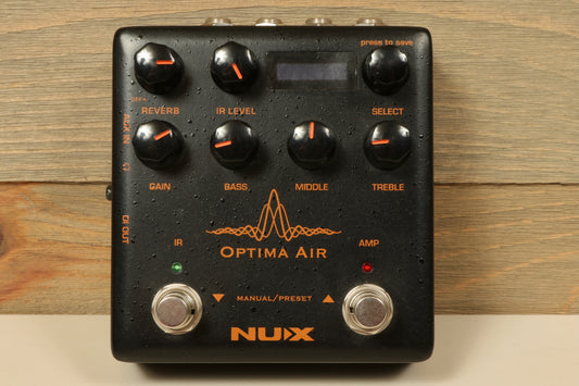 NU-X Optima Air Acoustic Simulator and IR Loader with a textured black finish, top view