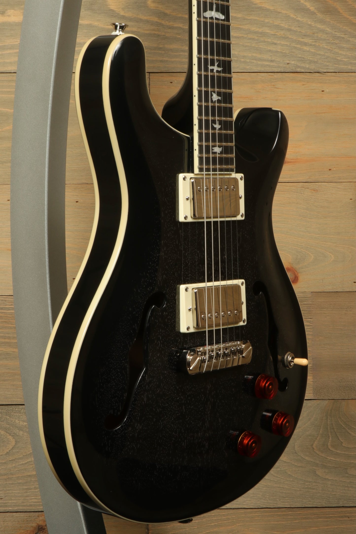 PRS SE Hollowbody Standard Piezo in Doghair finish, excellent condition with hard case, side view