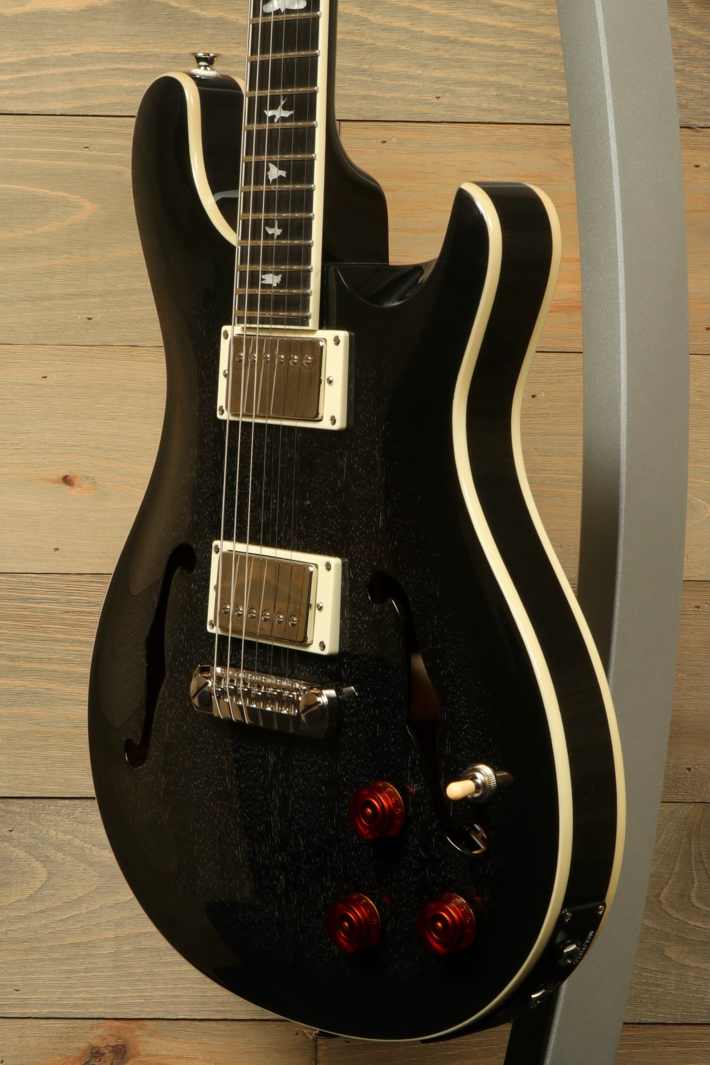 PRS SE Hollowbody Standard Piezo in Doghair finish, front view, excellent condition with hard case