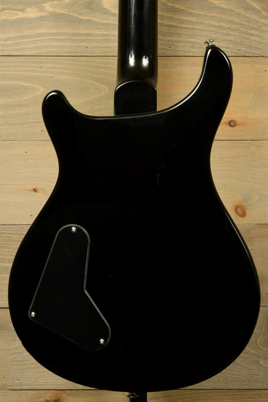 PRS SE Paul's Guitar in black, back view displaying the sleek finish and electronics cover