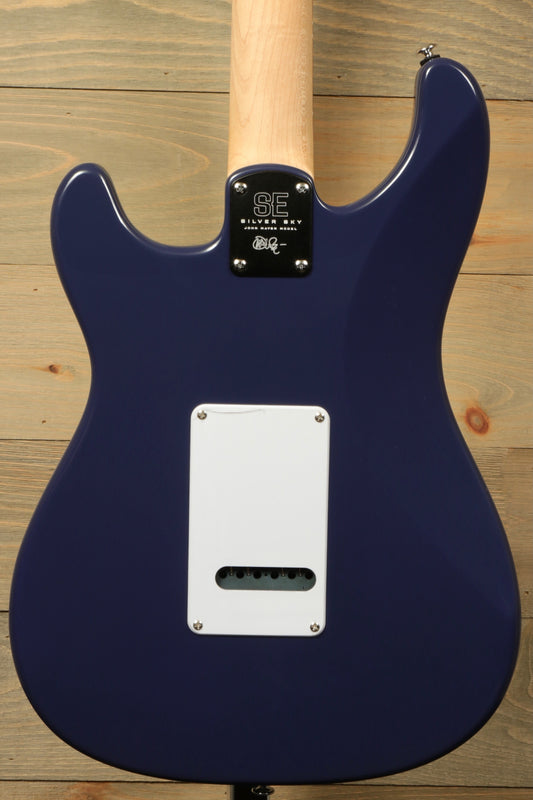 PRS SE Silver Sky Electric Guitar - Trad Blue with Rosewood Fingerboard, back view showing smooth finish