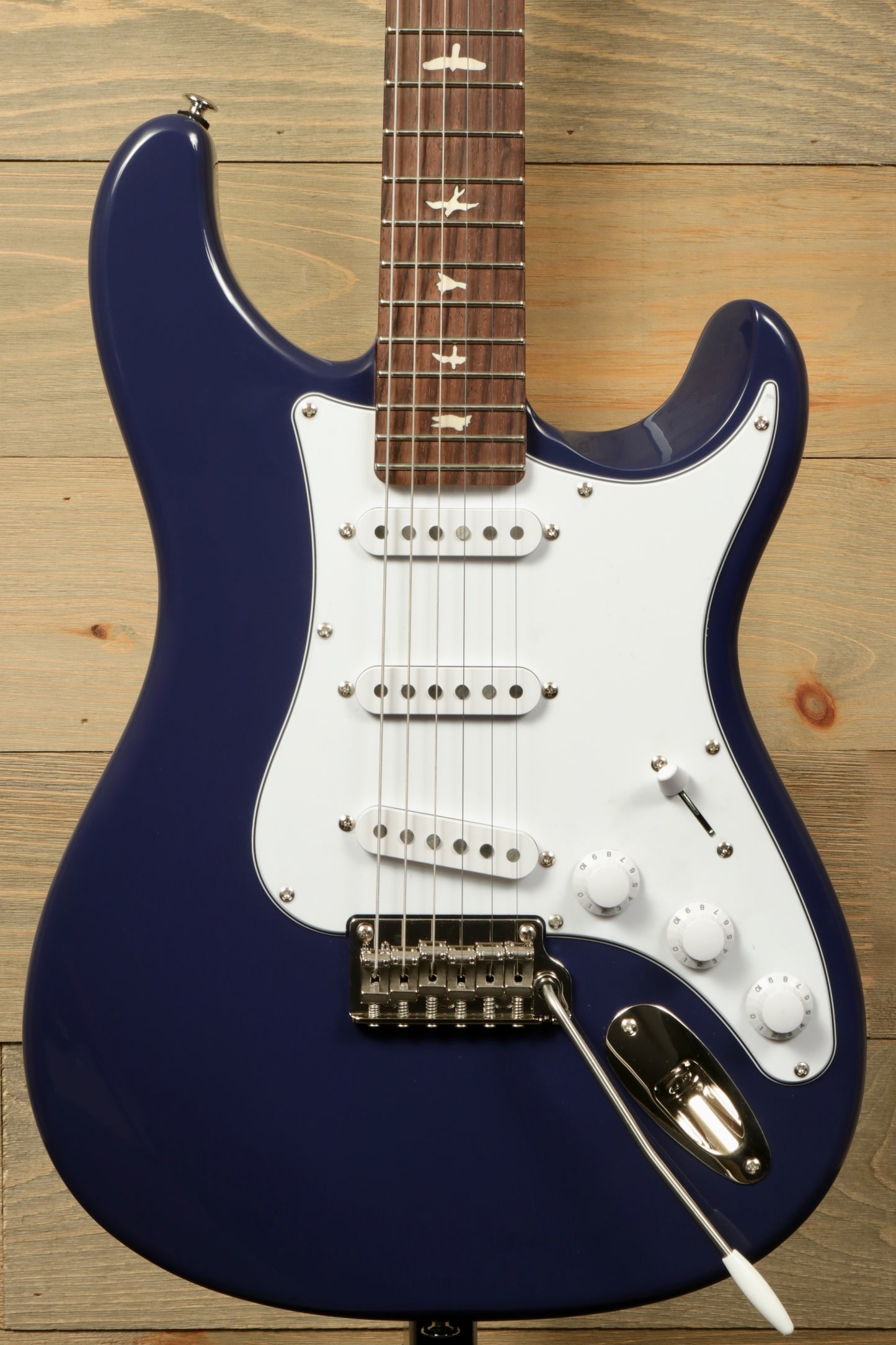 PRS SE Silver Sky Electric Guitar - Trad Blue with Rosewood Fingerboard, front view 