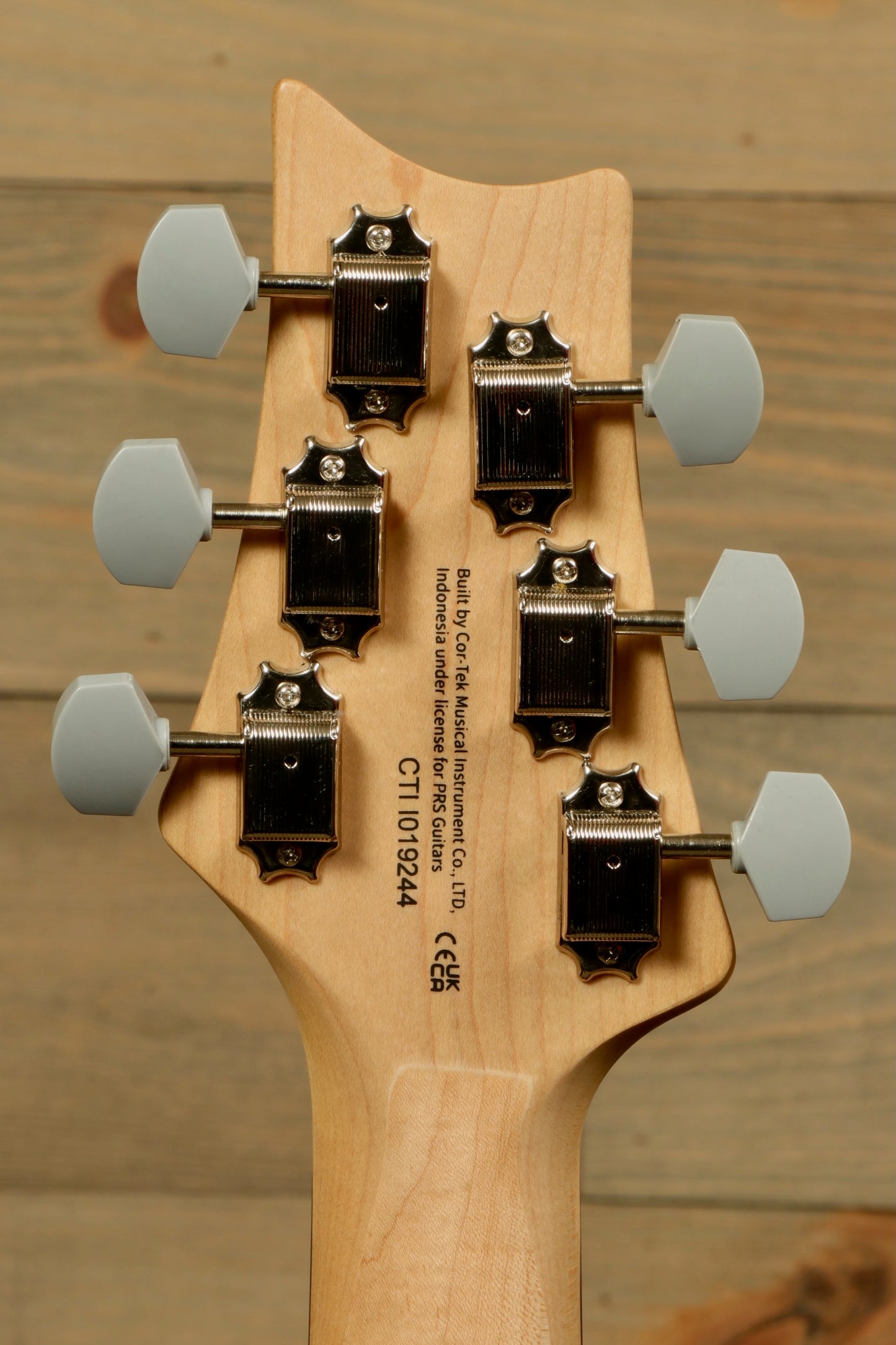 PRS SE Silver Sky Electric Guitar - Trad Blue with Rosewood Fingerboard, back view of headstock