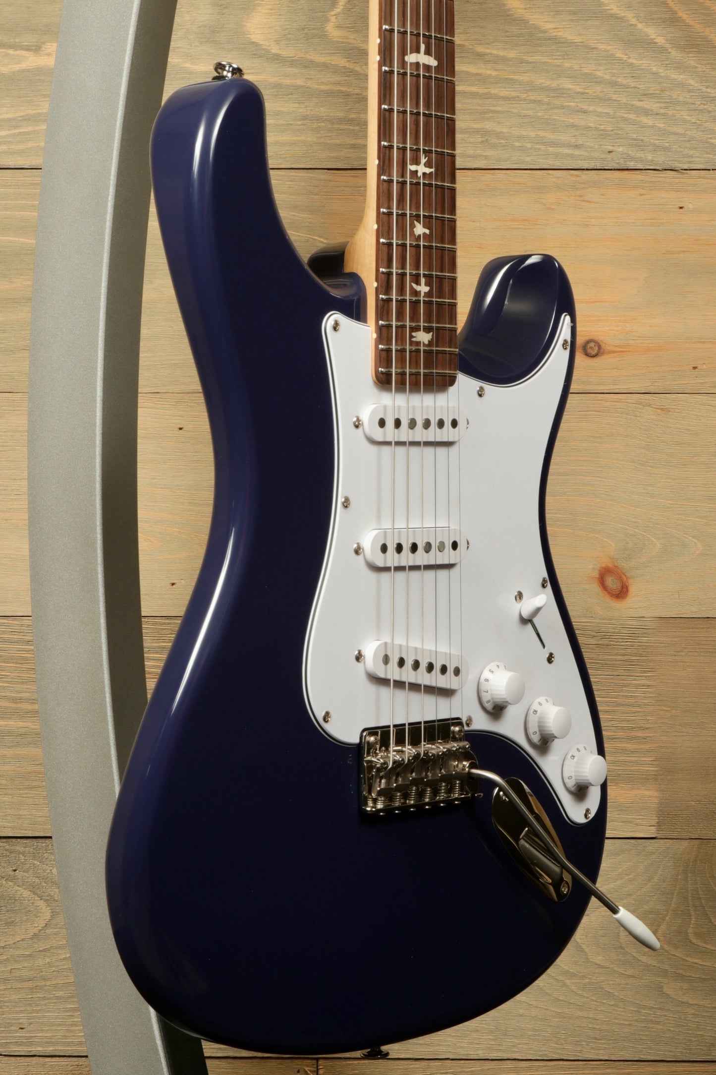 PRS SE Silver Sky Electric Guitar - Trad Blue with Rosewood Fingerboard, side view