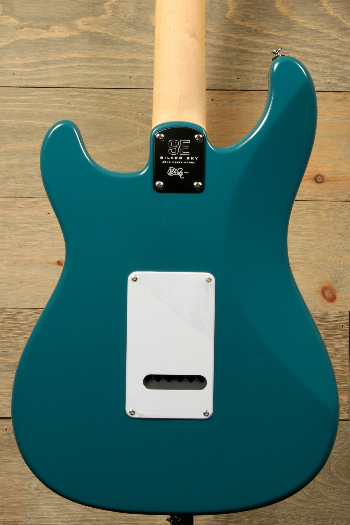 PRS SE Silver Sky - Nylon Blue Electric Guitar, back view showcasing smooth teal finish