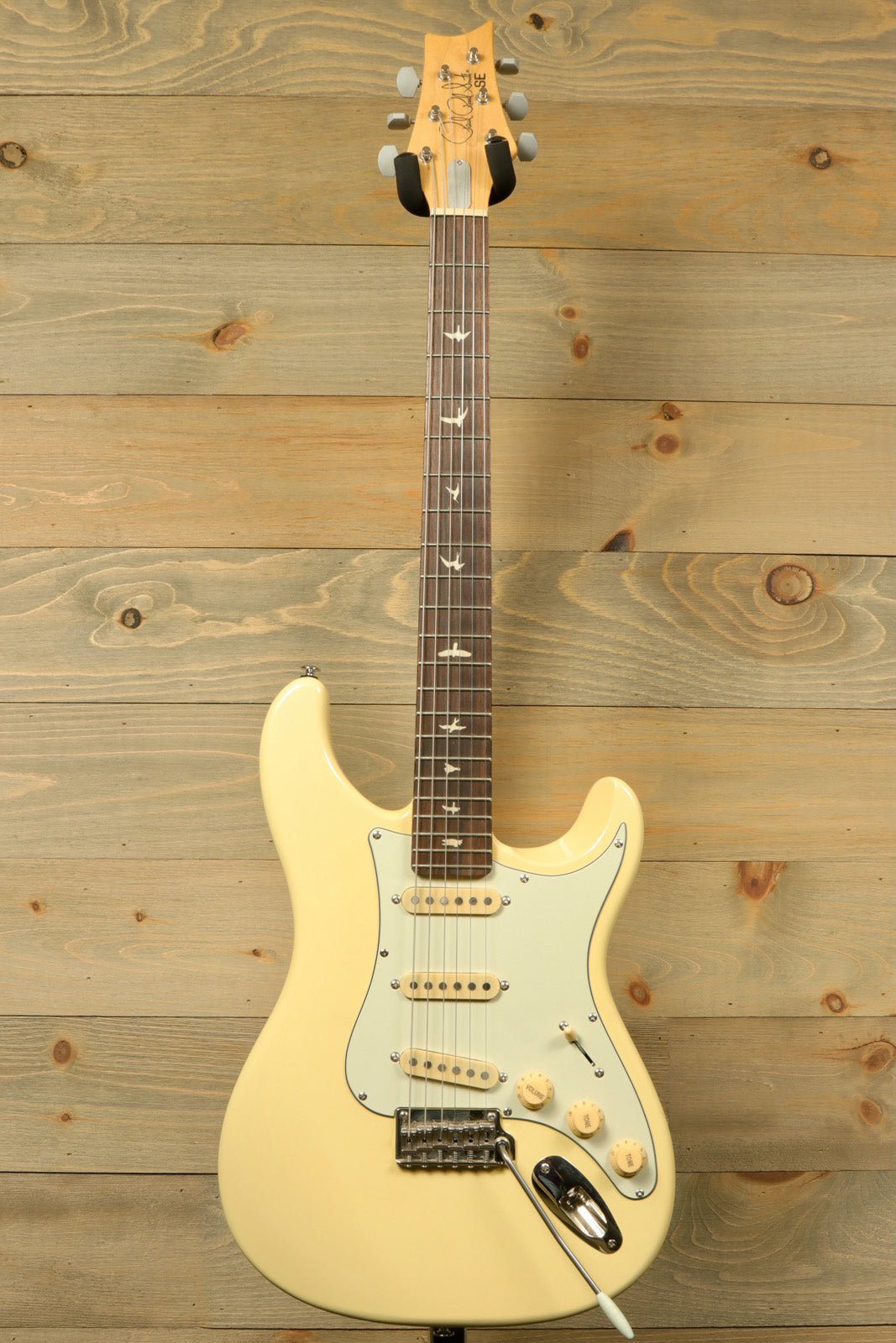 PRS SE Silver Sky in creamy yellow finish, front view, includes PRS Gig Bag - USED