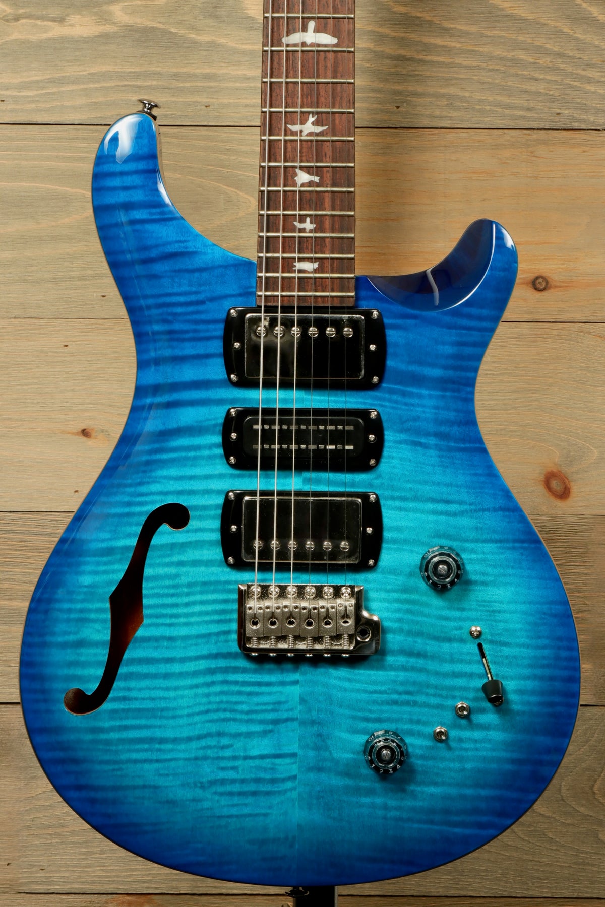 PRS SE Special Semi-Hollow electric guitar in ocean blue, front view