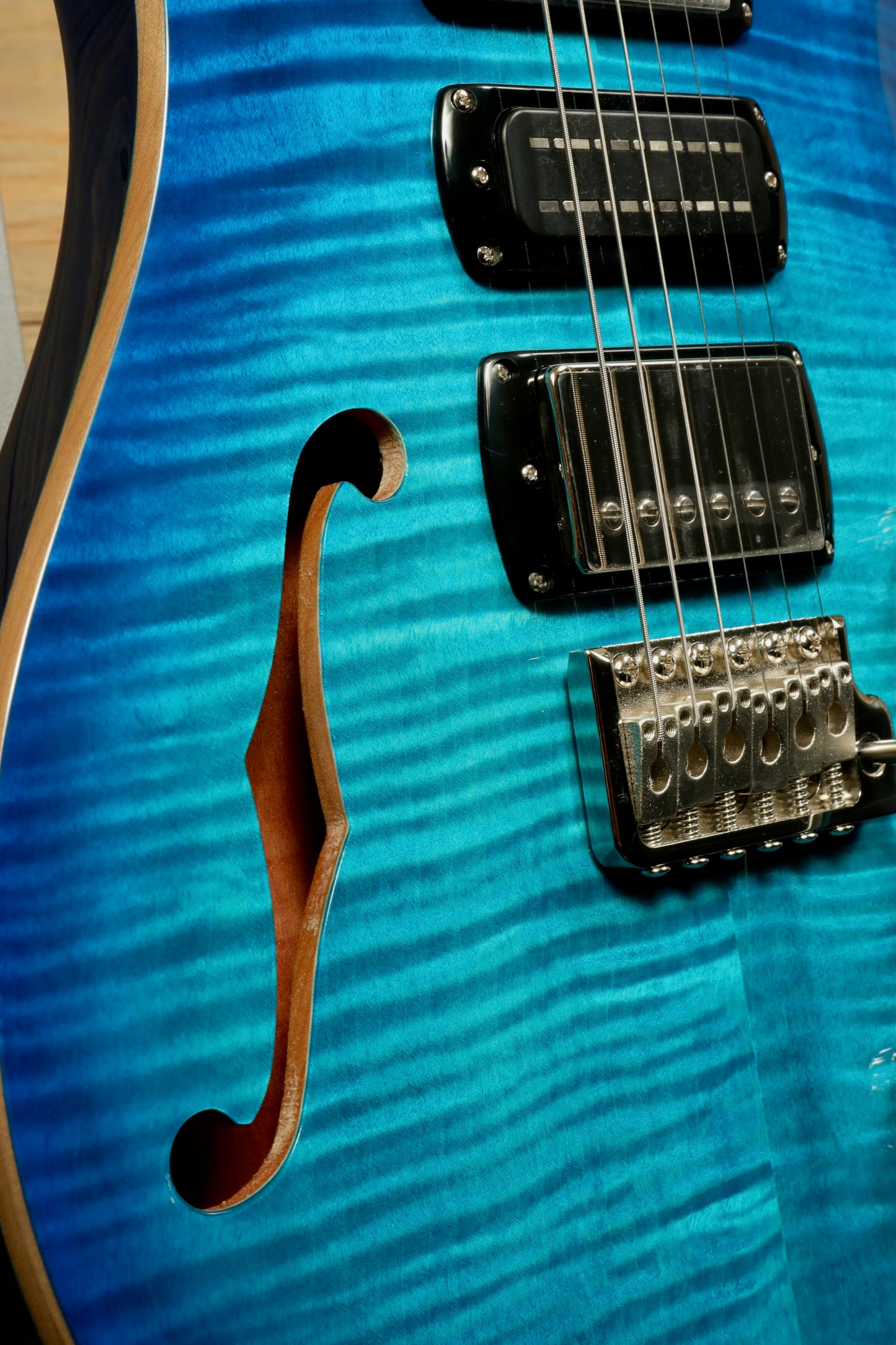 PRS SE Special Semi-Hollow electric guitar in blue with elegant curves and quality pickups