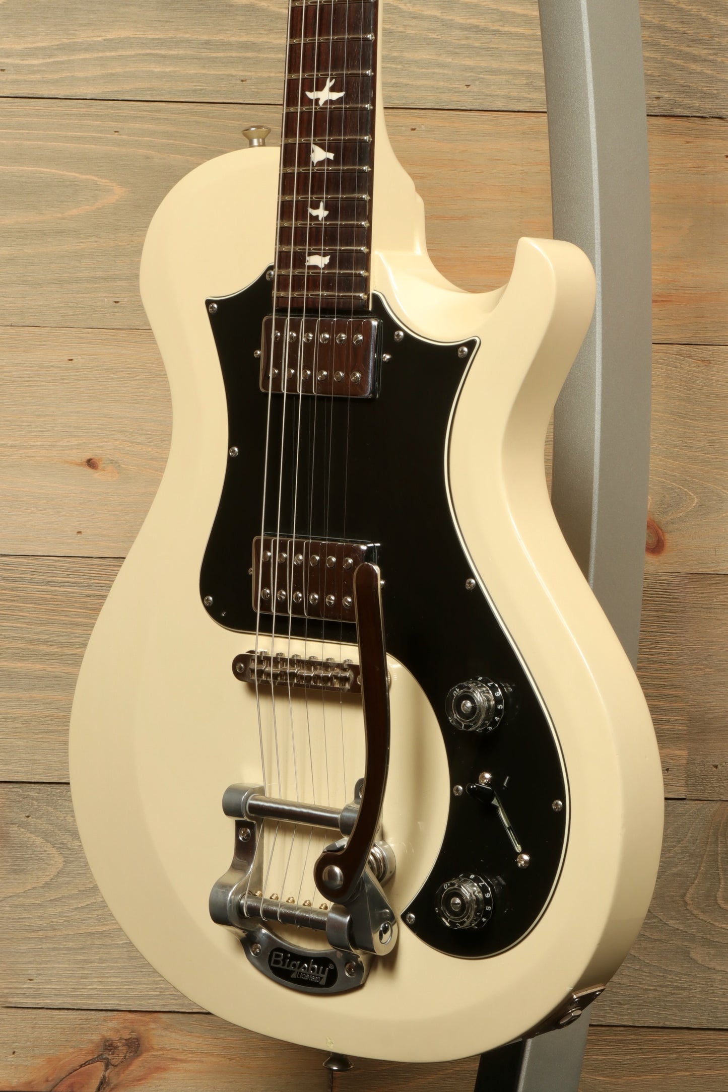 PRS Starla S2 cream finish, front view showcasing the distinctive design and hardware