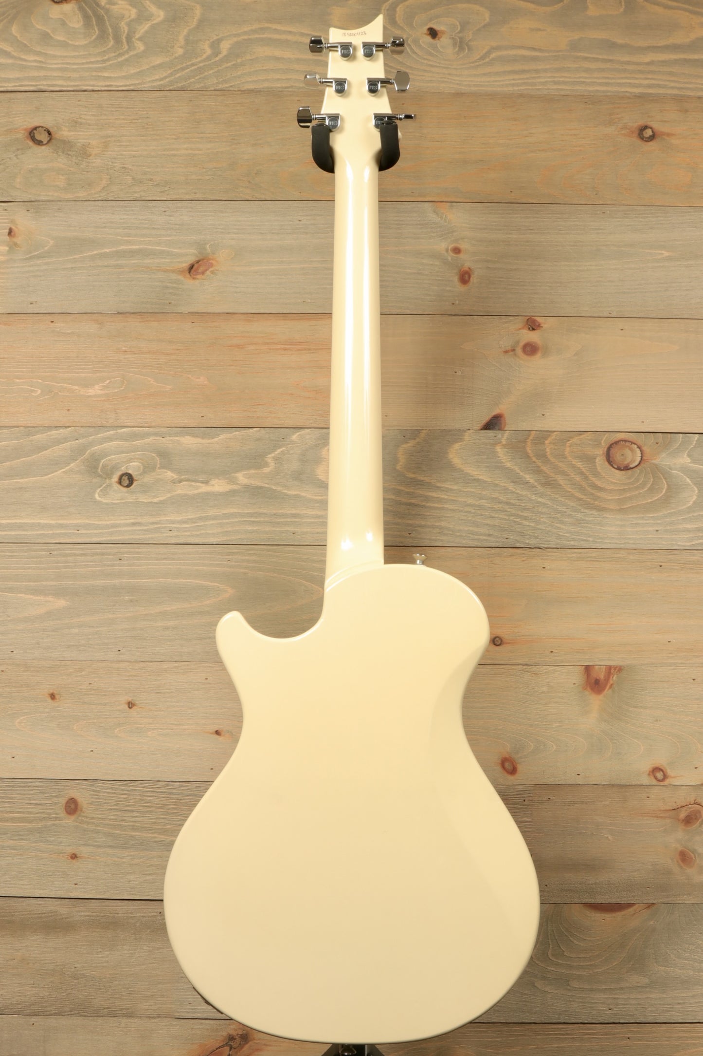 PRS Starla S2 in cream, back view showcasing smooth finish and elegant design