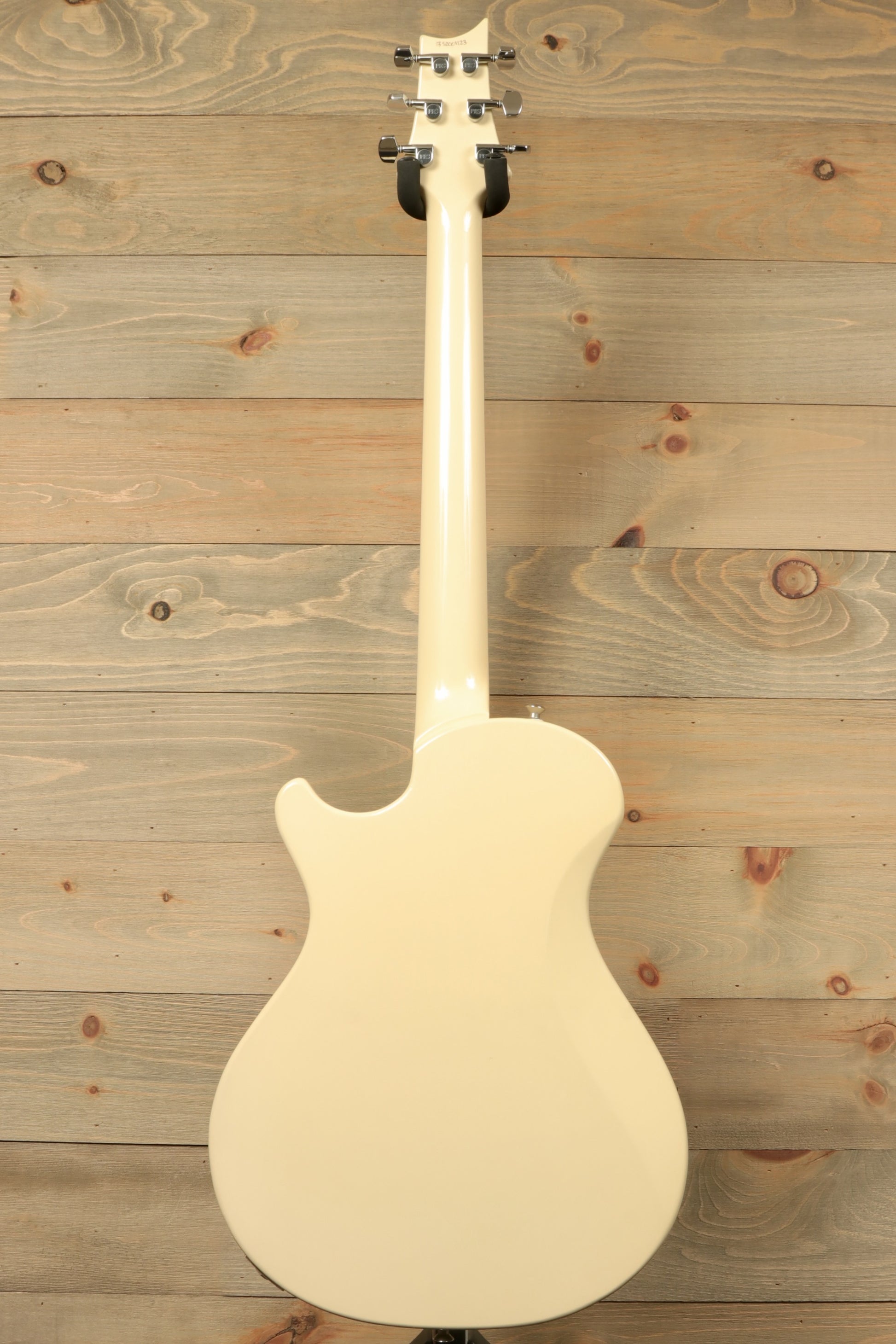 PRS Starla S2 in cream, back view showcasing smooth finish and elegant design