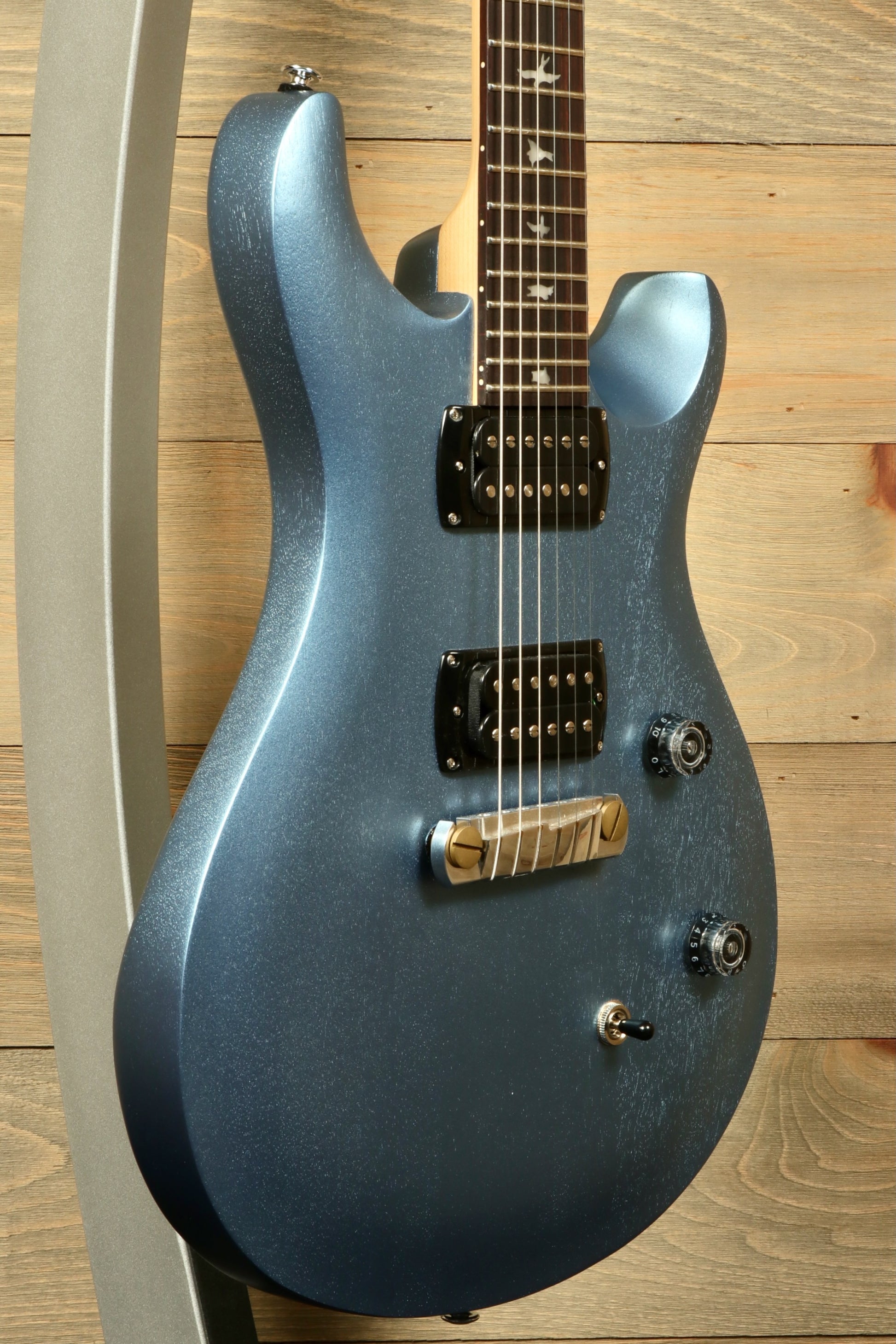 PRS Stop Tail guitar Metro East in blue finish with sleek body and control knobs