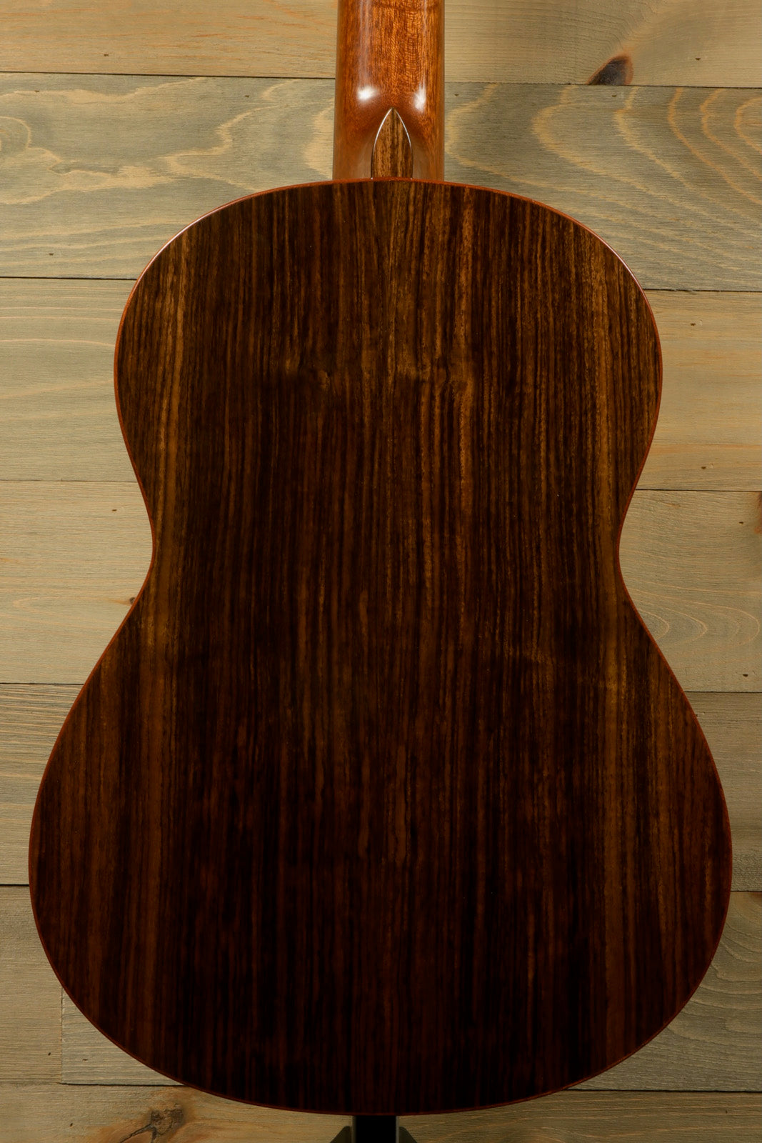R. Thomas Rein Classical Concert Guitar with a rich wood finish, back view showcasing the craftsmanship