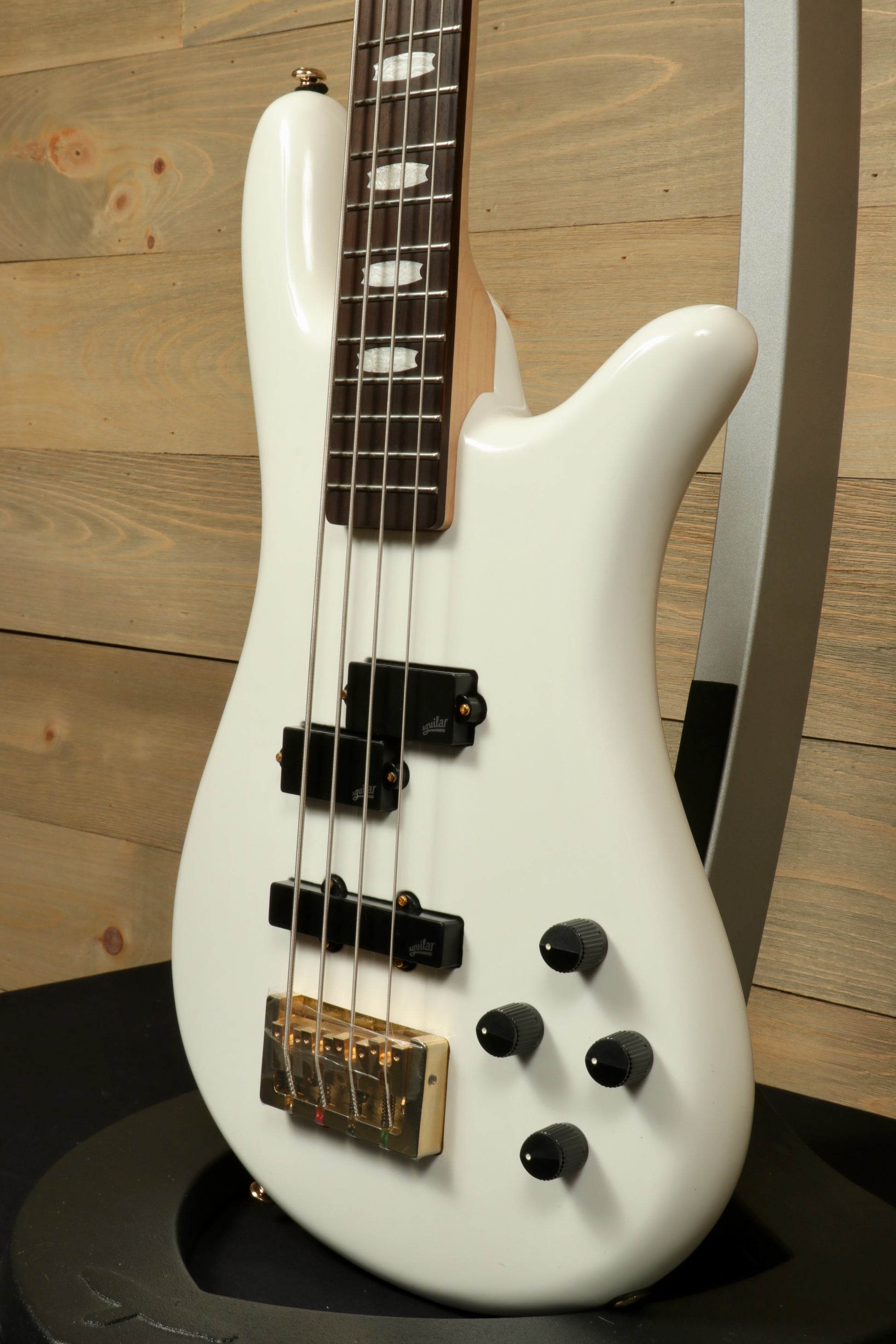 Spector ICON NS-2 bass guitar in white with unique body shape and premium hardware