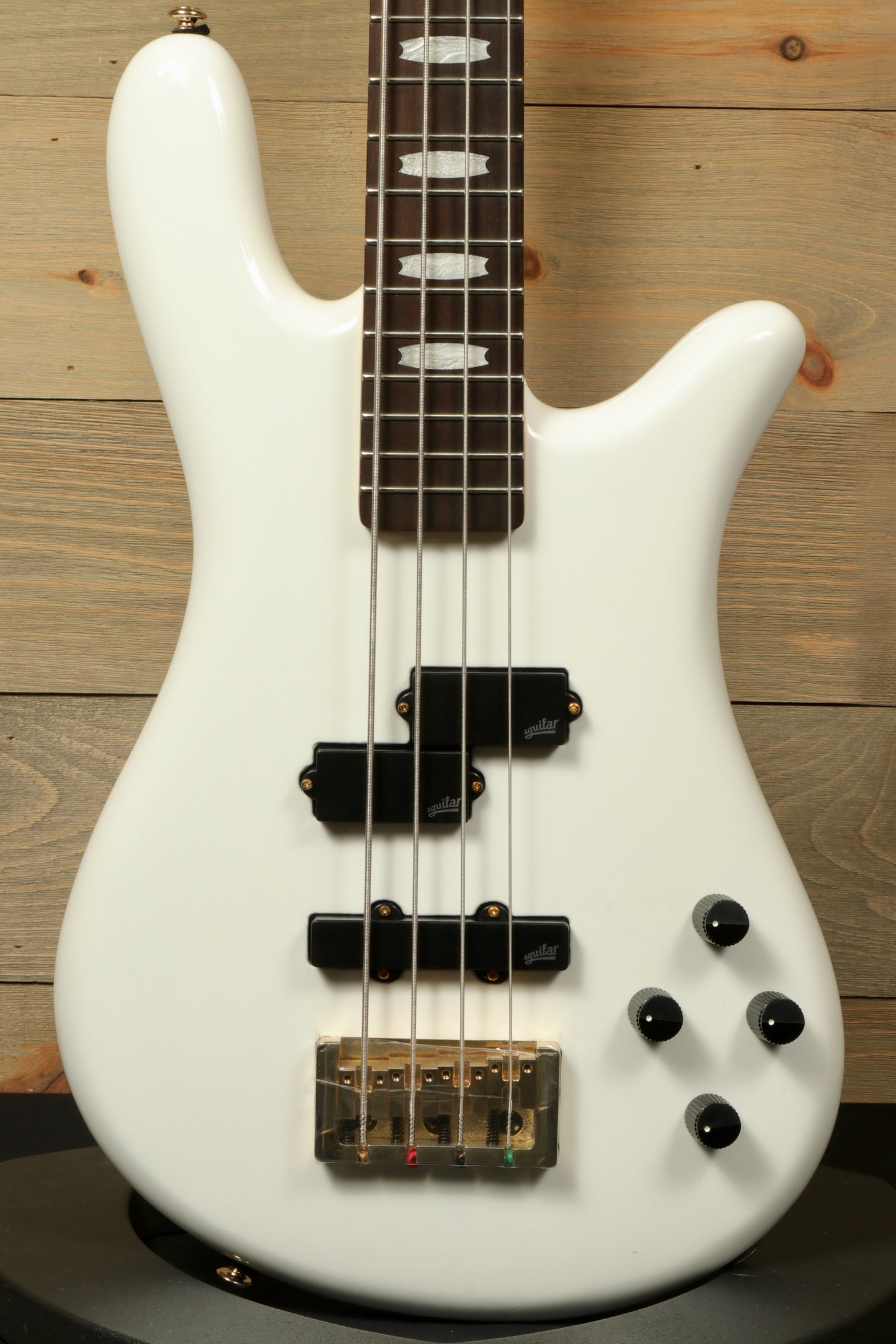 Spector ICON NS-2 bass guitar in white finish with four pickups and sleek design