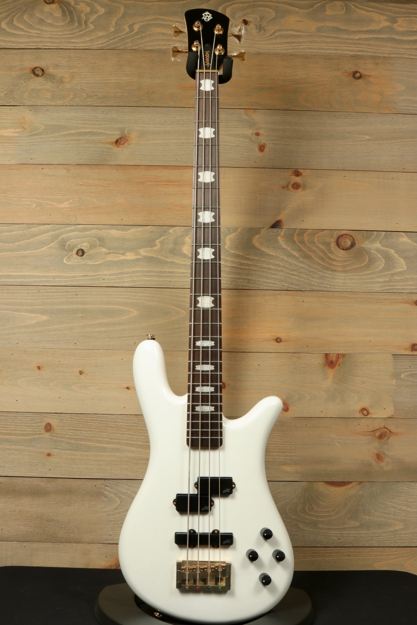 Spector ICON NS-2 bass guitar in white finish with sleek design and black hardware