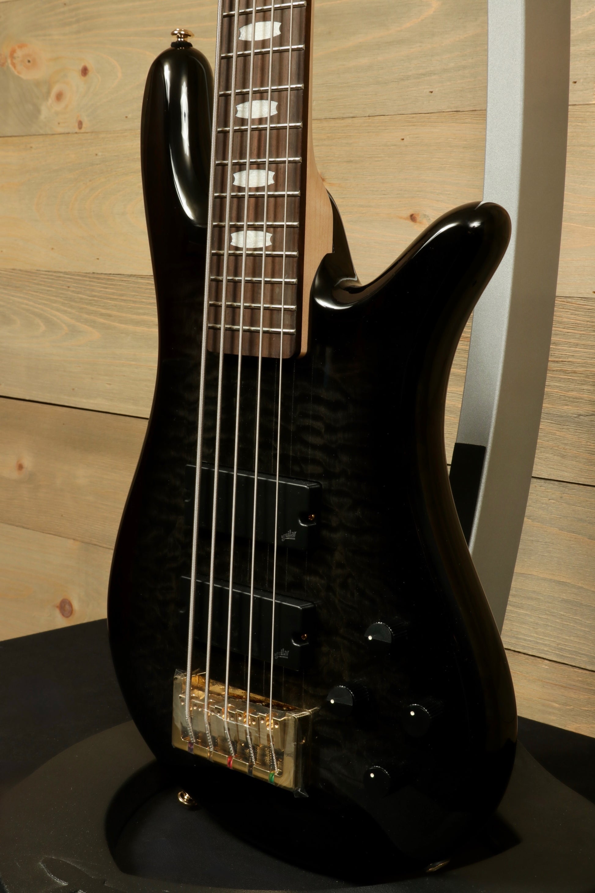 Spector Icon NS-5 5-string Electric Bass Guitar in Black Stain Gloss, side view