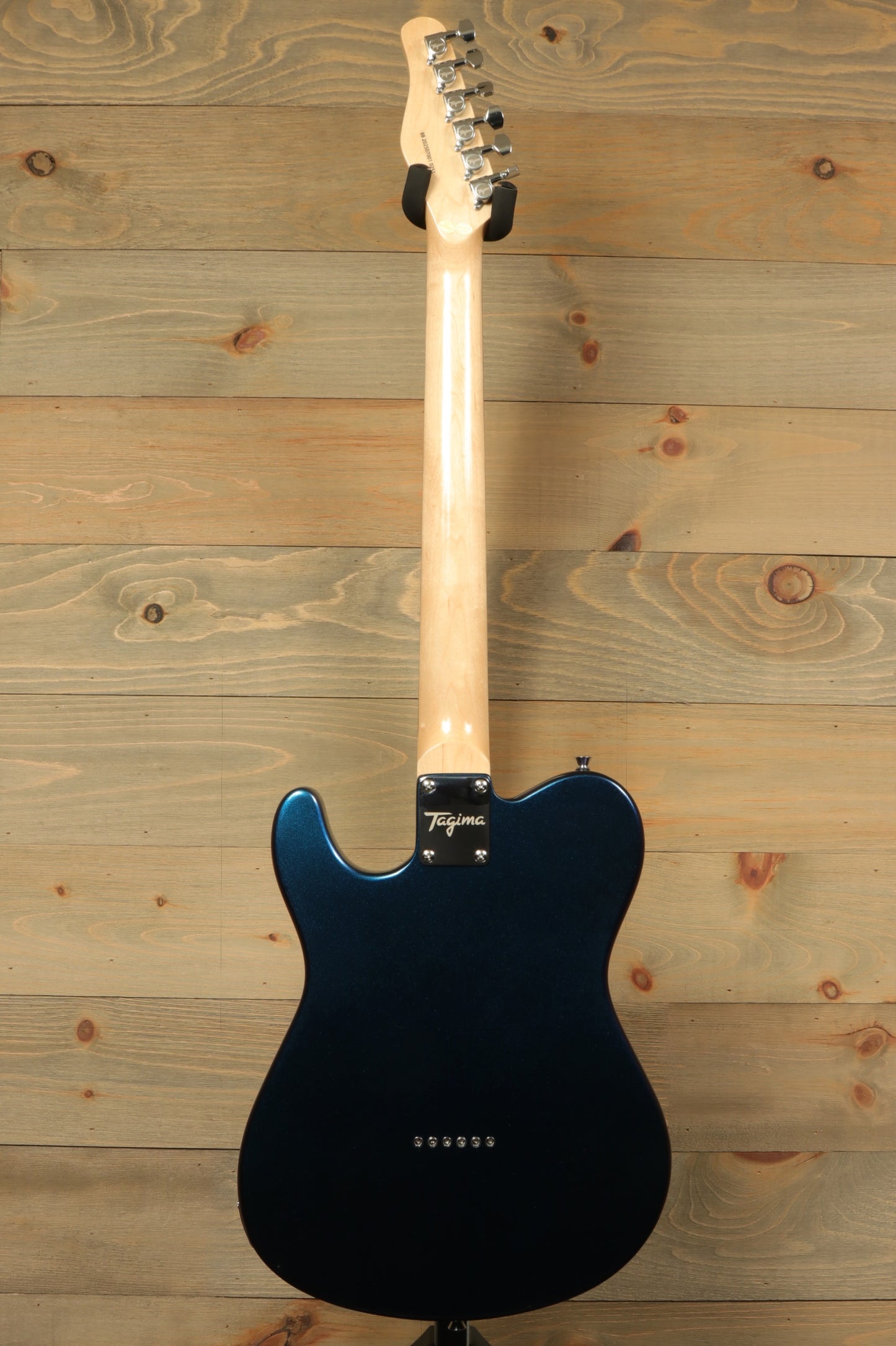 Tagima TW 55 MCBL/BK Electric Guitar in Midnight Blue, back view with classic Telecaster shape
