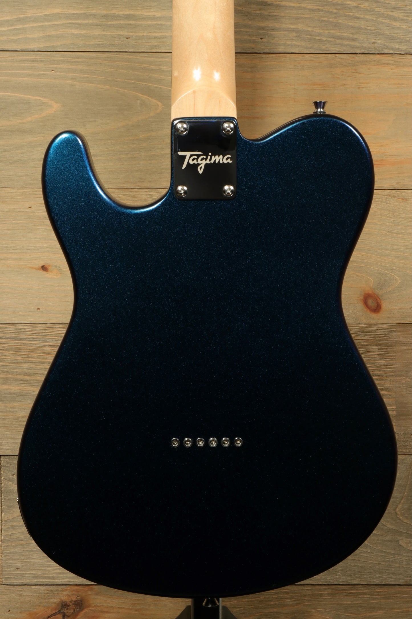 Tagima TW 55 MCBL/BK Electric Guitar in metallic blue, back view showcasing the polished finish
