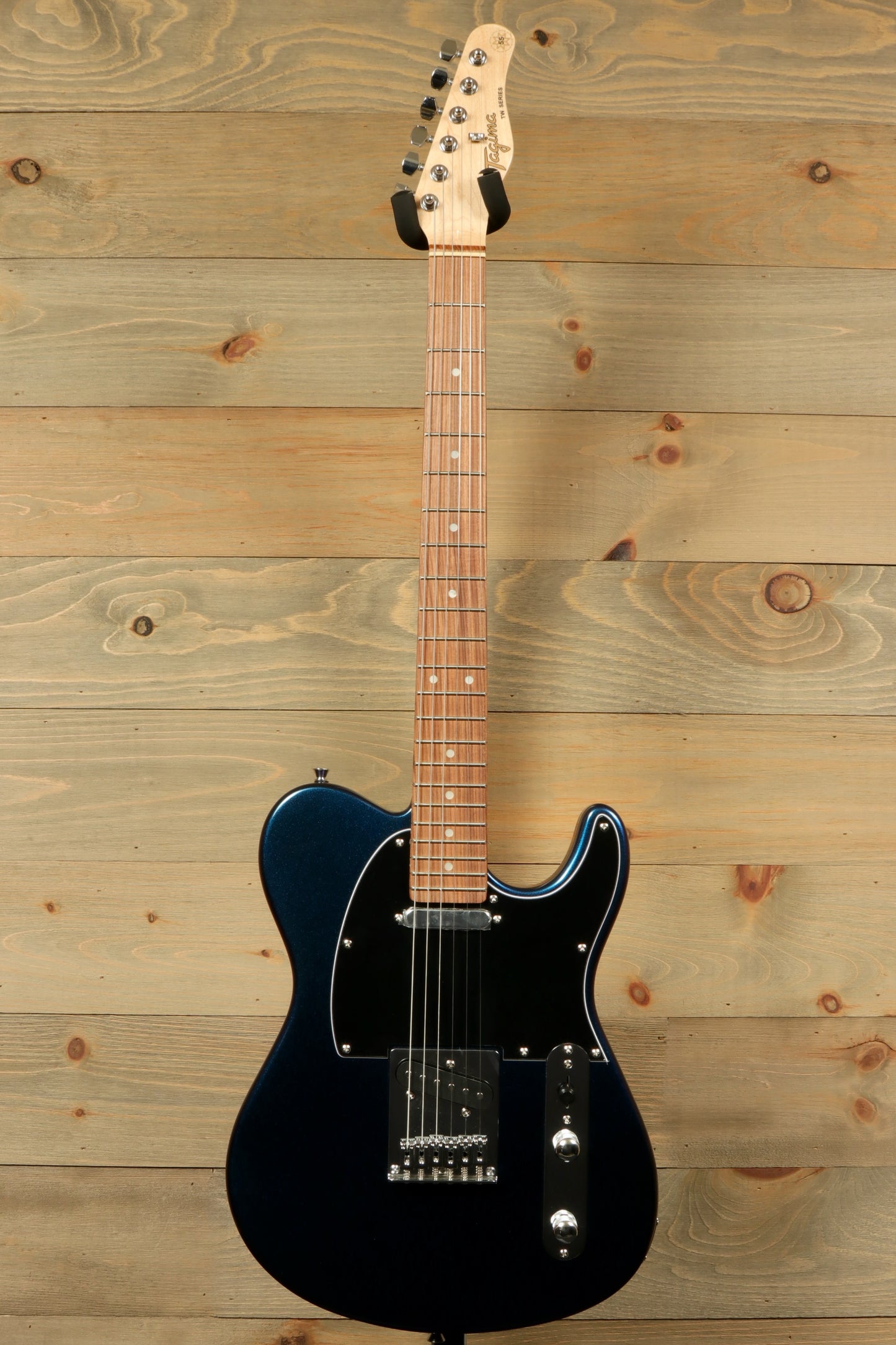 Tagima TW 55 MCBL/BK Electric Guitar in black with a sleek finish, front view