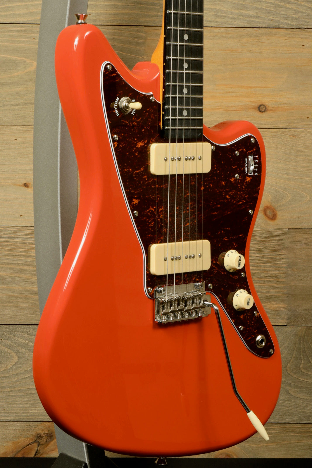 Tagima TW 61 Fiesta Red Electric Guitar with Dual Pickups and Vibrato Tailpiece