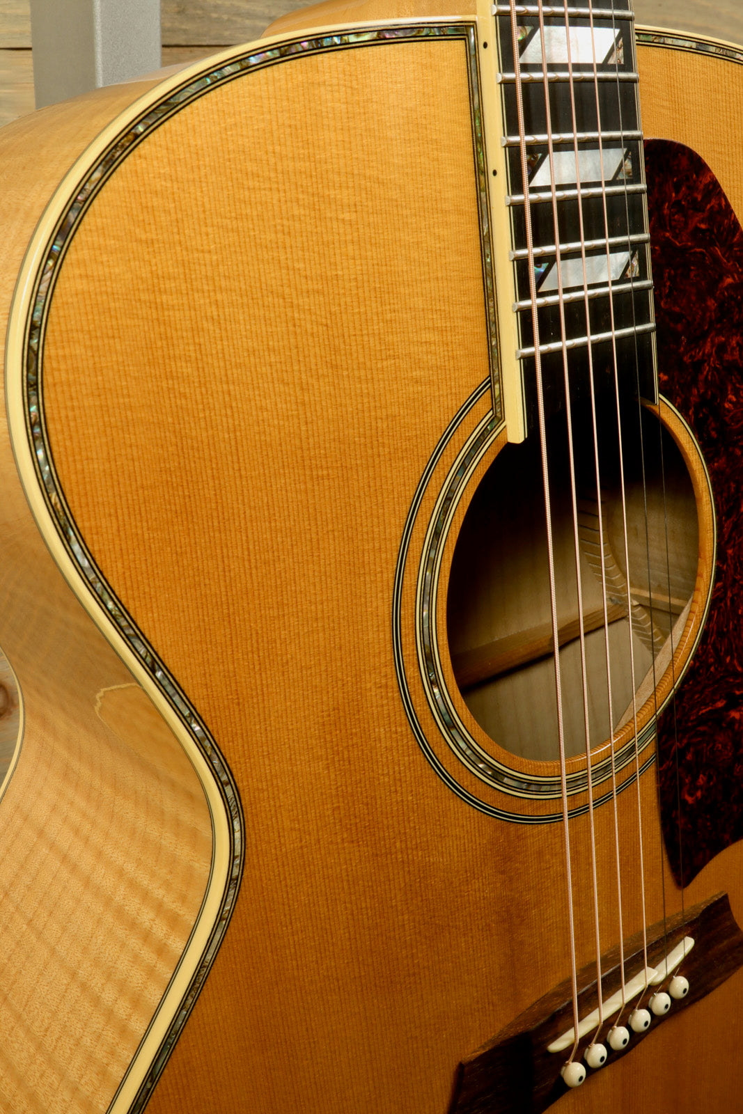 Takamine AJ250S with Hardshell Case RARE showcasing intricate wood grain and craftsmanship details