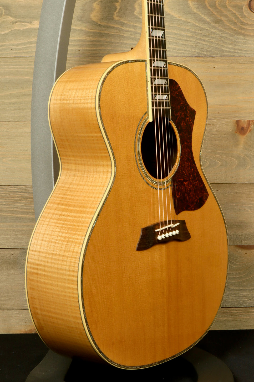 Takamine AJ250S with Hardshell Case RARE acoustic guitar showcasing smooth curves and elegant wood grain
