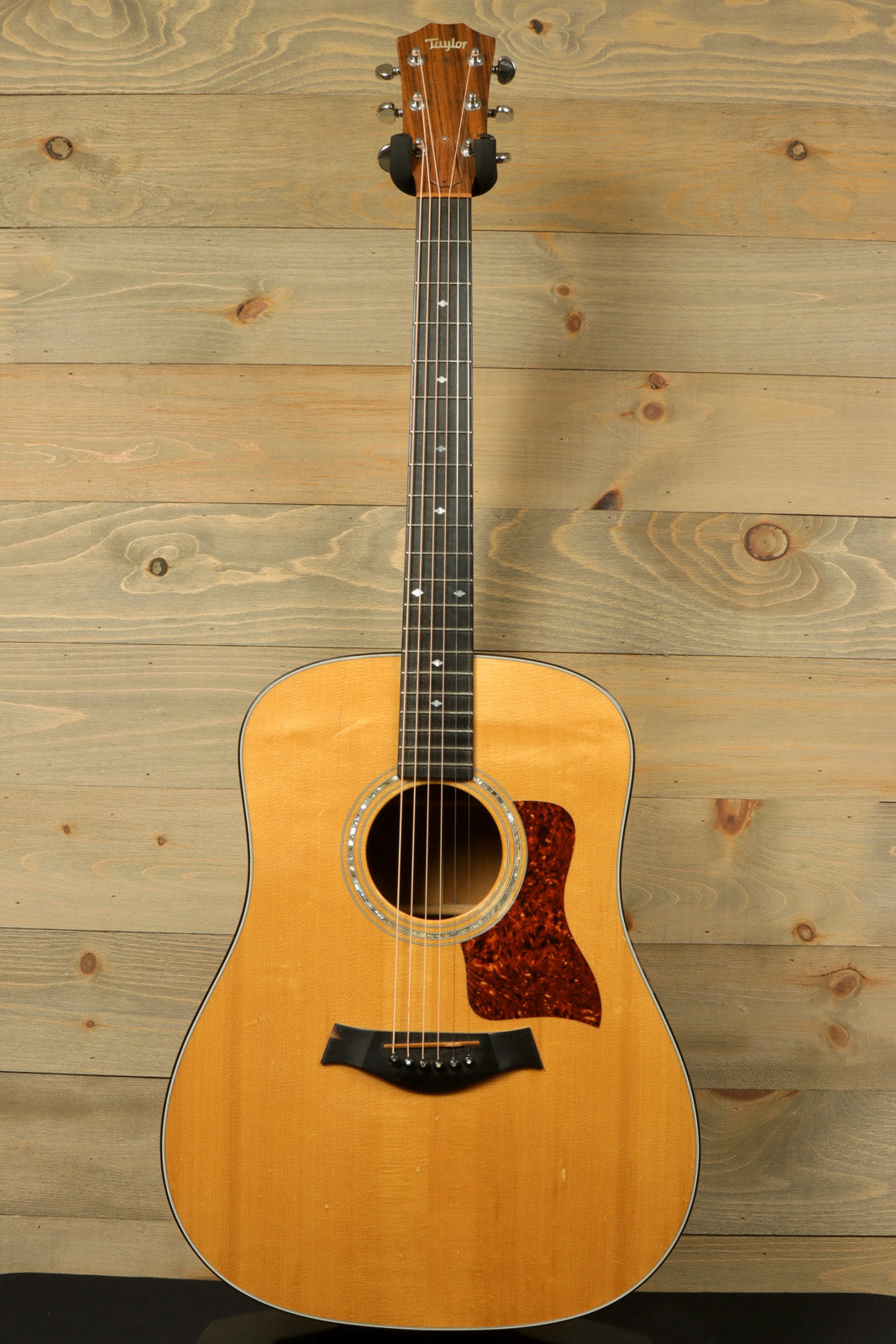 1997 Taylor 510 acoustic guitar in natural finish with original hardshell case, front view
