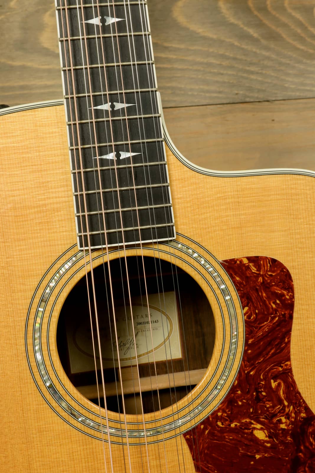Taylor 2003 Taylor 855-CE L1 (Brazilian Rosewood) with Taylor HSC, top view, used condition