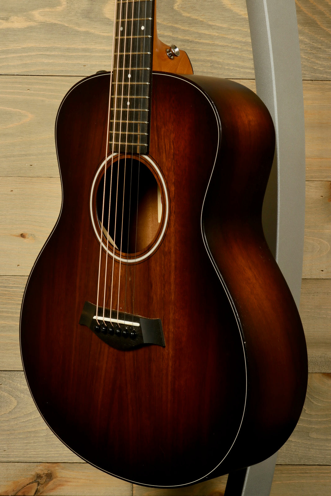 Taylor GS Mini-e Koa acoustic electric guitar, mahogany finish, front view