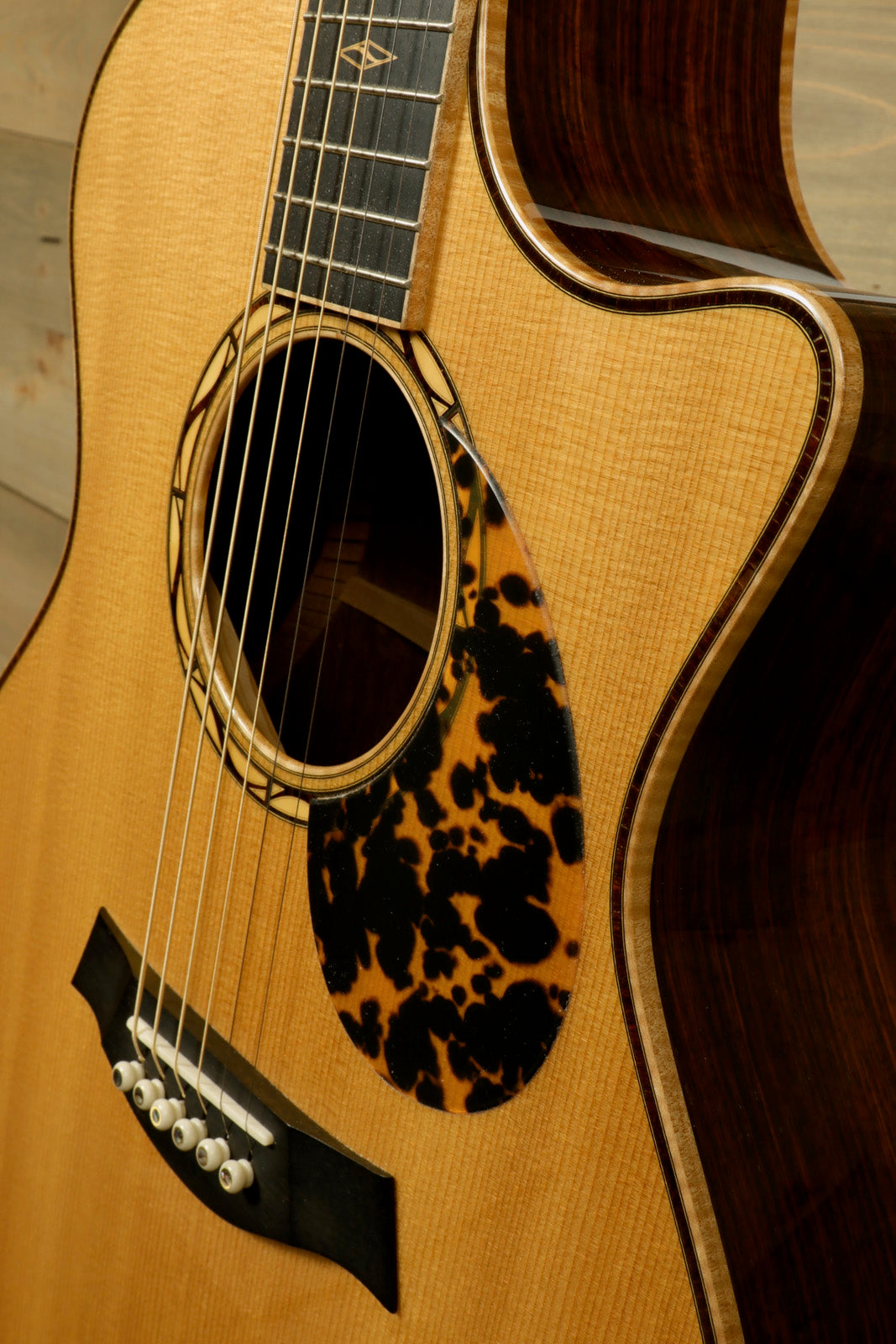 Used Taylor Cocobolo GA LTD guitar with a beautiful finish and intricate detail on the soundhole