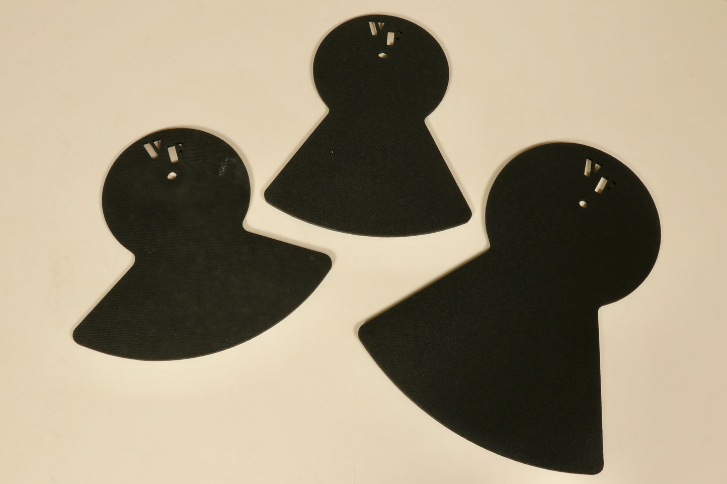Set of three used Vic Firth practice pad shapes for drummers to enhance their skills