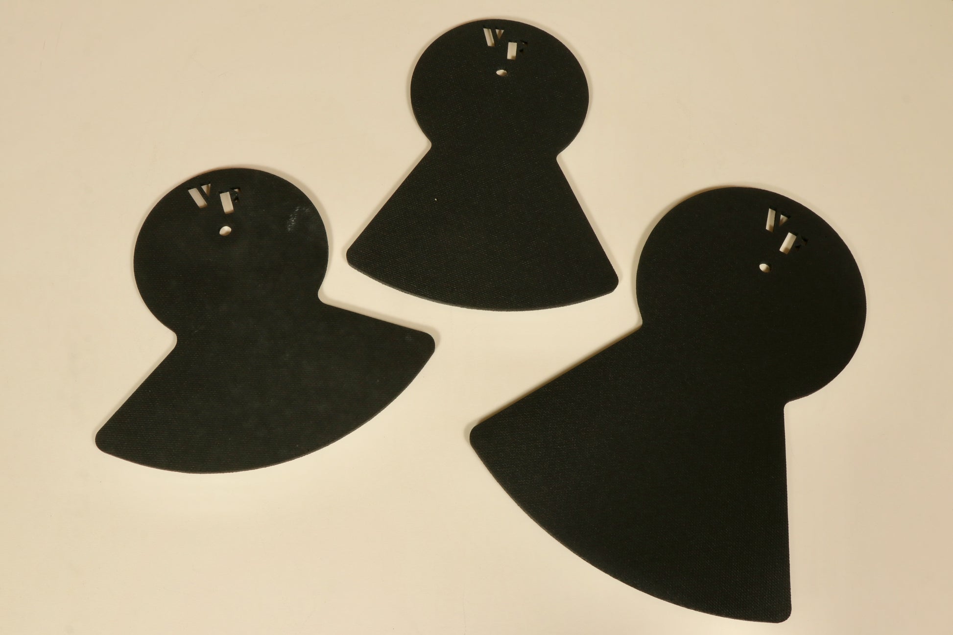 Set of three used Vic Firth practice pad shapes for drummers to enhance their skills