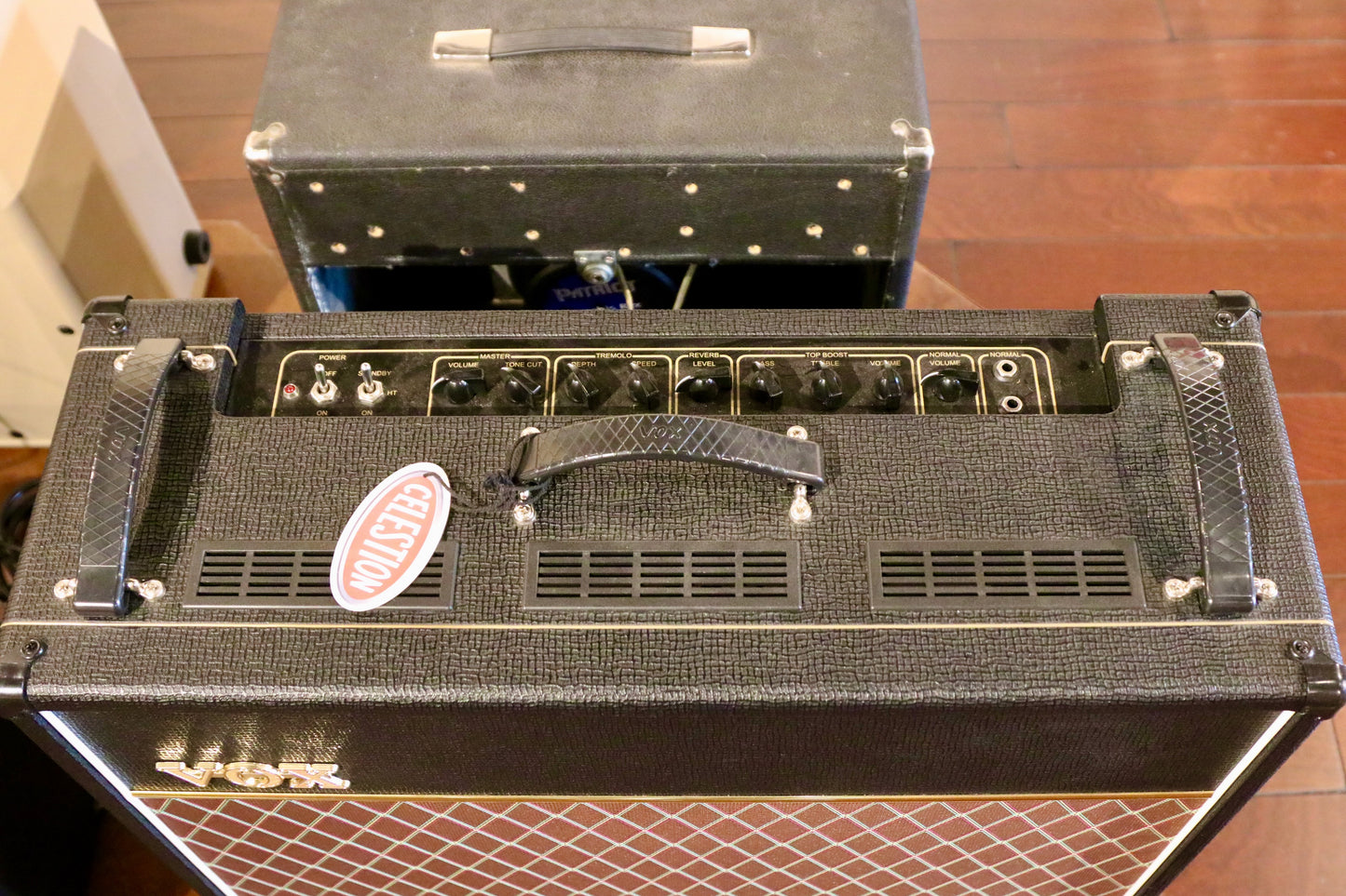 Vox AC15C2 2x12 Combo amplifier in black with top view showcasing controls and handles